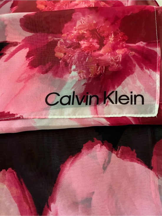 Calvin Klein Accessories - Calvin Klein Pink & Black Floral Silk Scarf